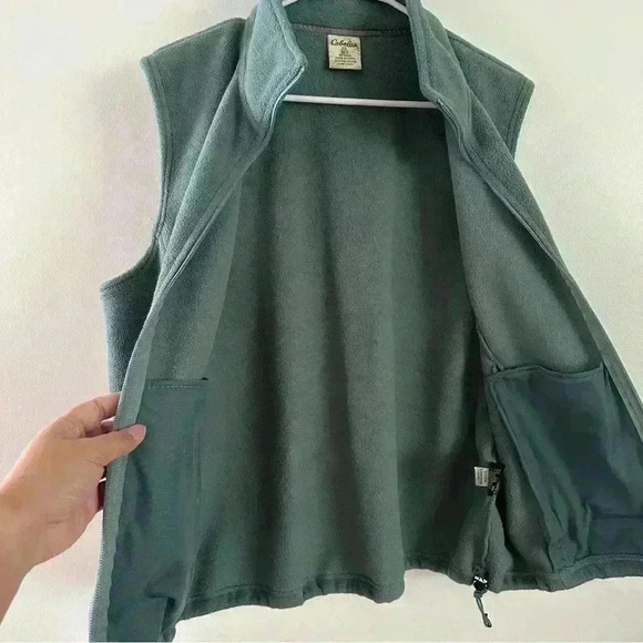Cabela’s Vest Women’s Size XL Full Zip Fleece Zippered Pockets Green - Picture 9 of 14